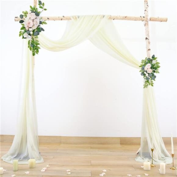 Arch Drapes for Wedding Arch Draping Fabric 2 Panel Sheer Backdrop Curtain - Picture 4 of 8
